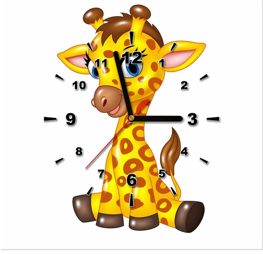 Gario Obraz s hodinami Veselá žirafa Rozmery: 30 x 30 cm