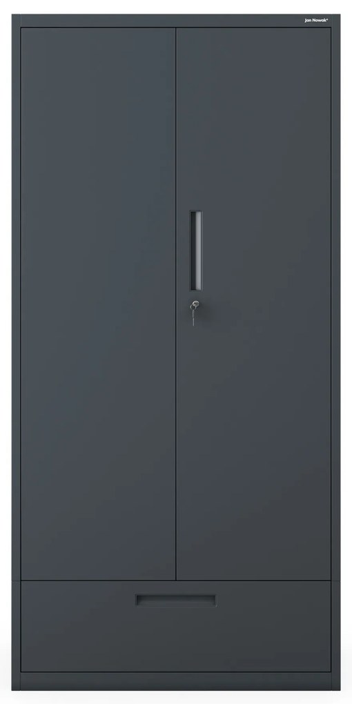 Kovová skriňa MEGAN – antracitová, jednoduchá zásuvka, 185 cm