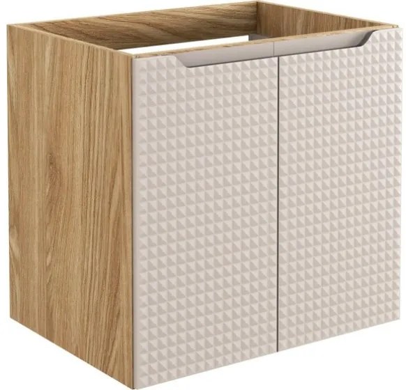 Závěsná skříňka Luxor Beige Sky II se zápustným umyvadlem 60 cm béžová/dub olejovaný