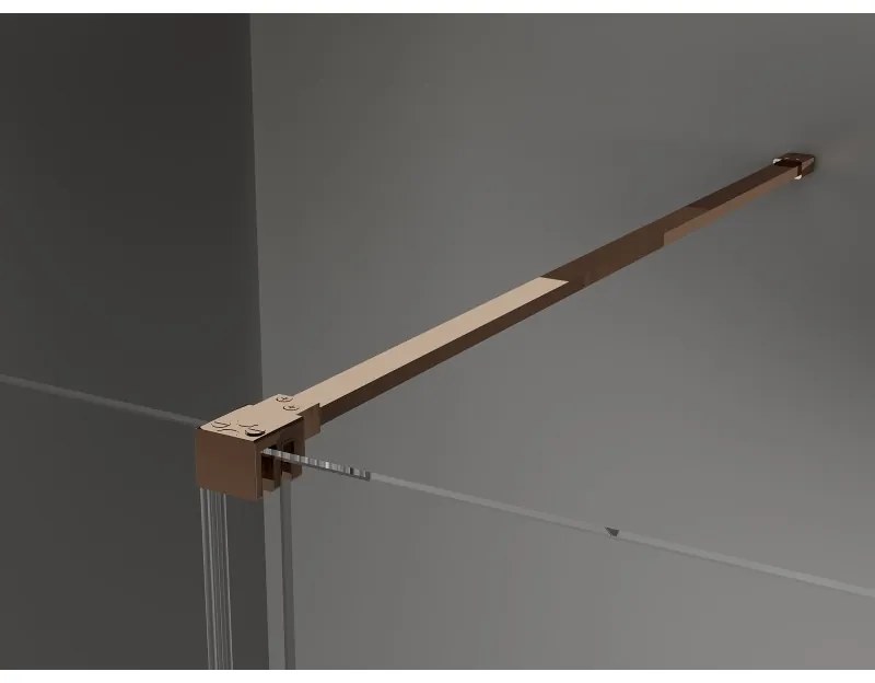 Mexen Velar, sprchová zástena s posuvnými dverami Walk-in 90 x 200 cm, 8mm sklo námraza, ružové zlato, 871-090-000-33-60