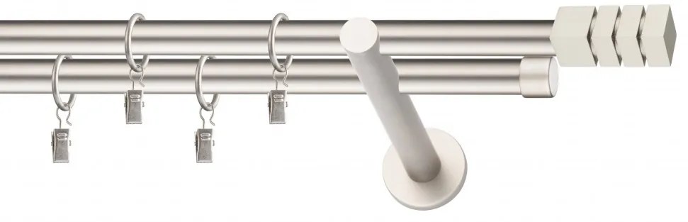 Dekorstudio Chrómová matná dvojradová garniža NORDIC 19mm Dĺžka: 120cm, Typ uchytenia: Držiak dvojitý modern, Typ príslušenstva: Bez príslušenstva