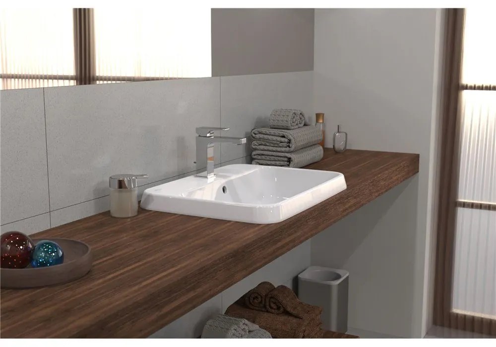 VILLEROY & BOCH Architectura obdĺžnikové zápustné umývadlo s otvorom, s prepadom, 600 x 450 mm, biela alpská, s povrchom CeramicPlus, 5A6760R1