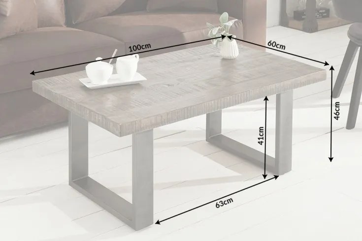 Konferenčný stolík Iron Craft 100cm sivý Mango