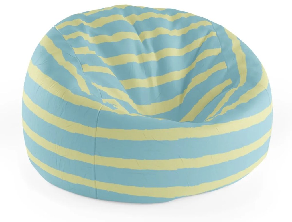 Sablio Sedací vak Cocoon Modrožluté pruhy - 115 x 75 cm x 45 cm