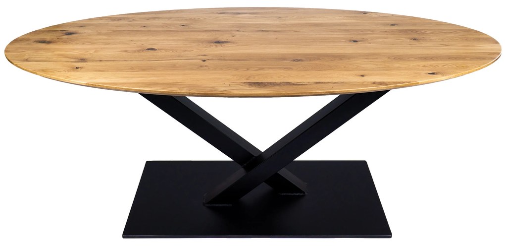 Wooded Jídelní stůl London ROUNDED z masivu DUB Velikost stolu: 190 x 90 cm, Barva kovu: Černá