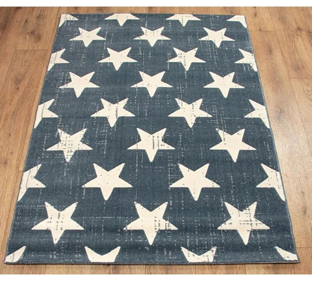 Kusový koberec PP Hviezdy modrosivý 200x290cm