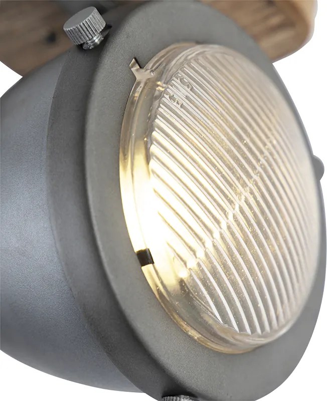 Inteligentný reflektor oceľ s drevom vrátane WiFi GU10 nastaviteľný - Emado