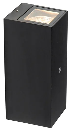 Nástenná lampa čierna 2-svetlo IP44 so senzorom súmraku - Baleno II