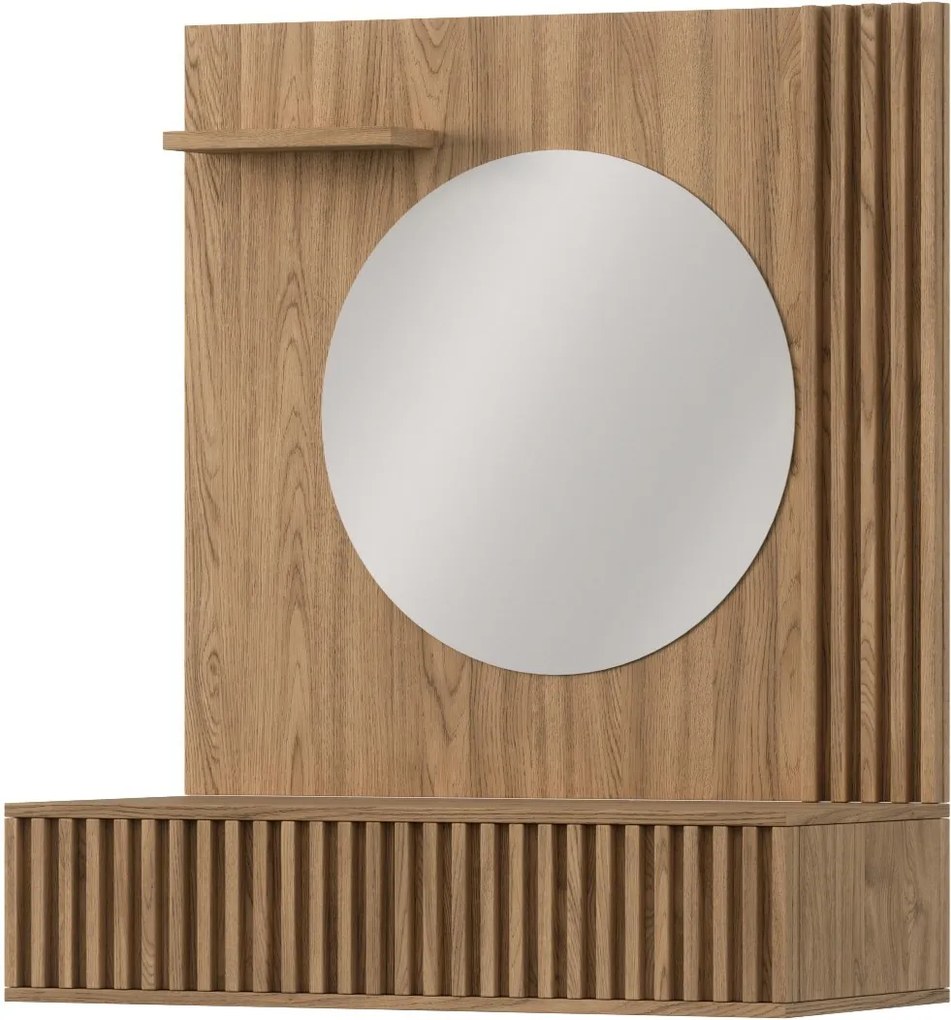 Závěsný toaletní stolek se zrcadlem Entsian 85 cm dub Artisan