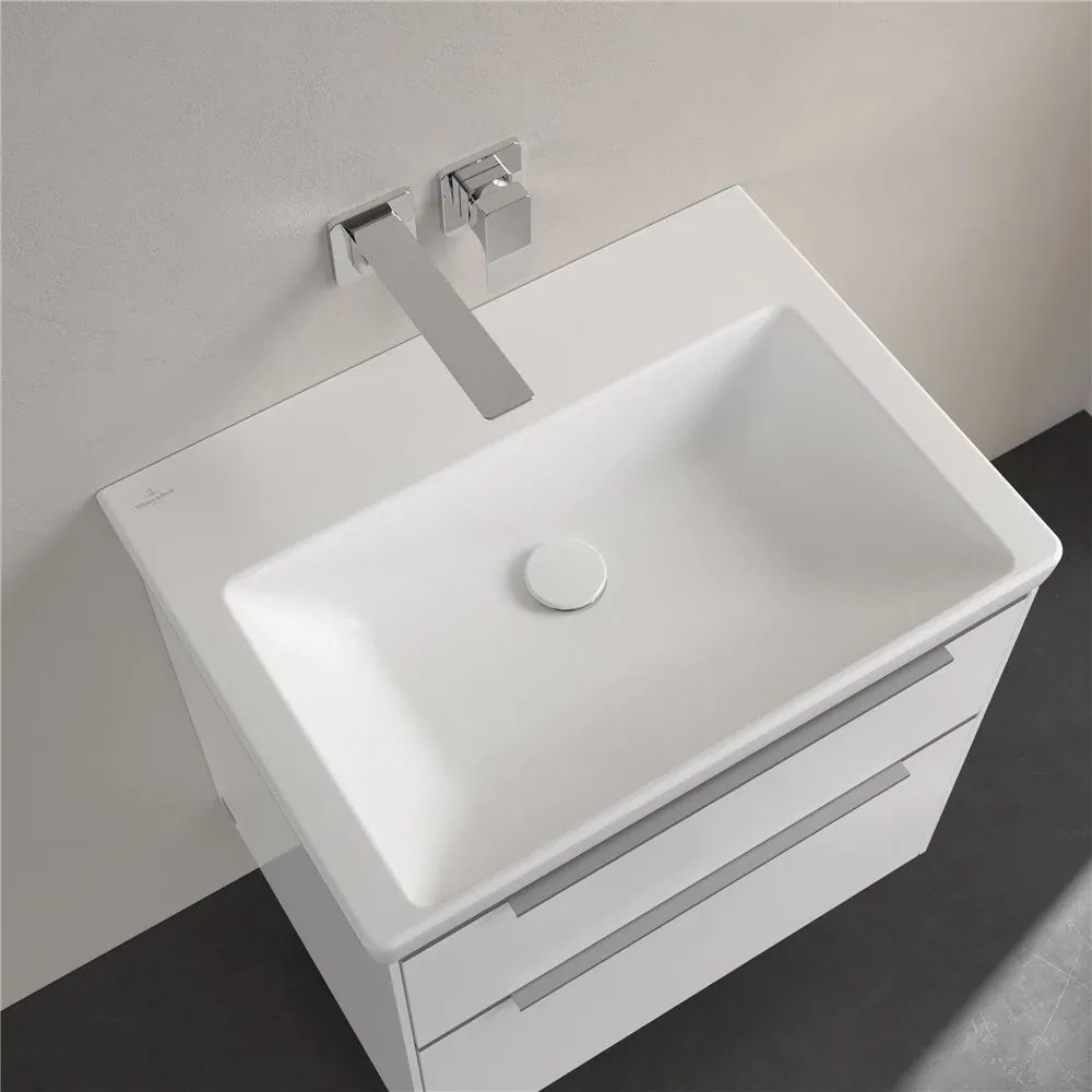 VILLEROY &amp; BOCH Subway 3.0 umývadlo na skrinku bez otvoru, bez prepadu, 650 x 470 mm, Stone White, s povrchom CeramicPlus, 4A7068RW