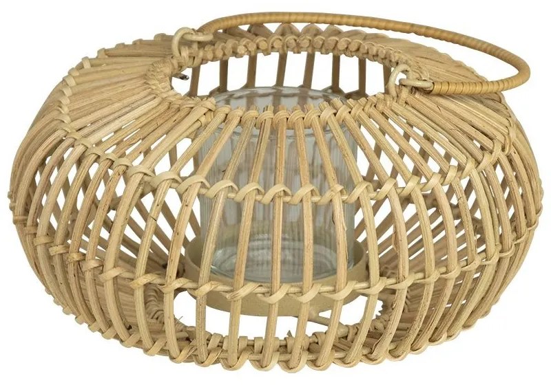 Prírodný ratanový lampáš s uškom Windli - Ø 22*12cm