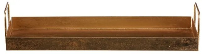 Kovová tácka s úchytmi, obdĺžnik, zlatá, 36 x 16 x 7 cm