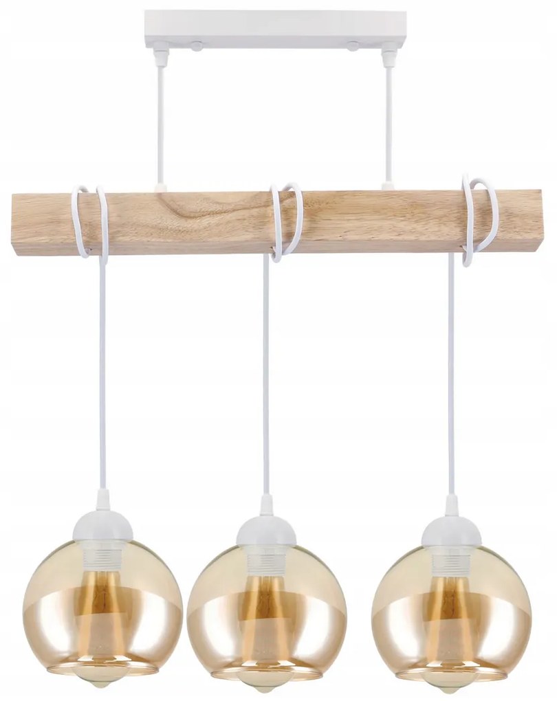 BERGE Drevená LED stropná závesná lampa 3xE27 - biela