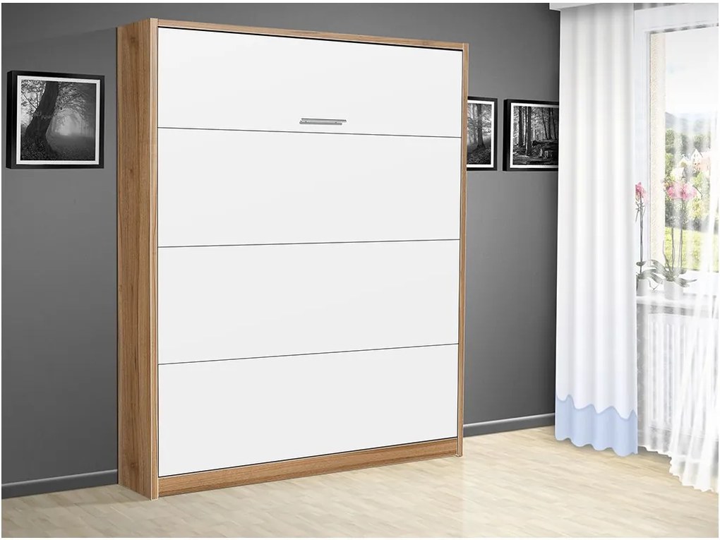 Nabytekmorava Sklápacia posteľ VS 3054 P - 200x120 cm farba lamina: agát/biele dvere