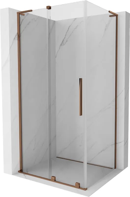 Mexen Velar L, sprchový kút s posuvnými dverami 100 x 120 cm, 8mm číre sklo, ružové zlato, 871-100-120-03-60