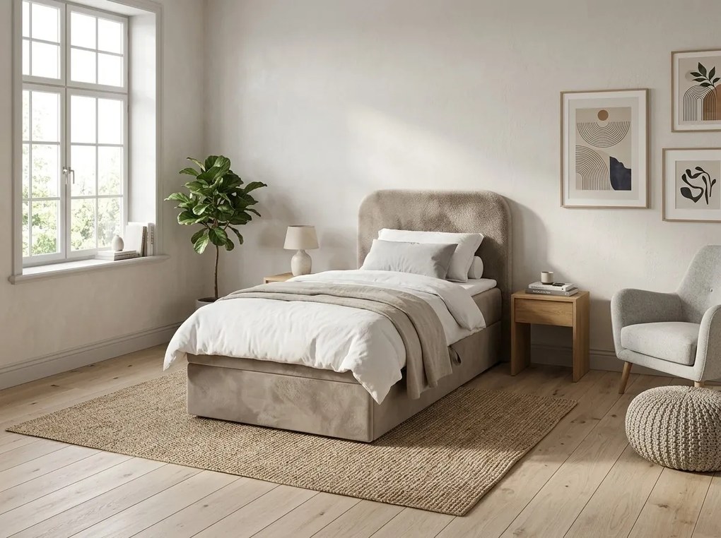 Čalúnená posteľ boxspring FORENA 90x200 cm béžová Matrac: Bonell pružinová matrac