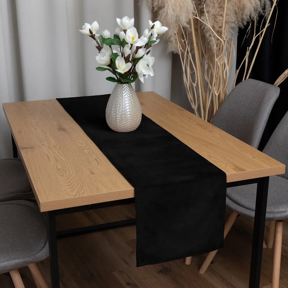Biante Zamatový behúň na stôl Velvet Prémium SVP-041 Čierny 35x140 cm