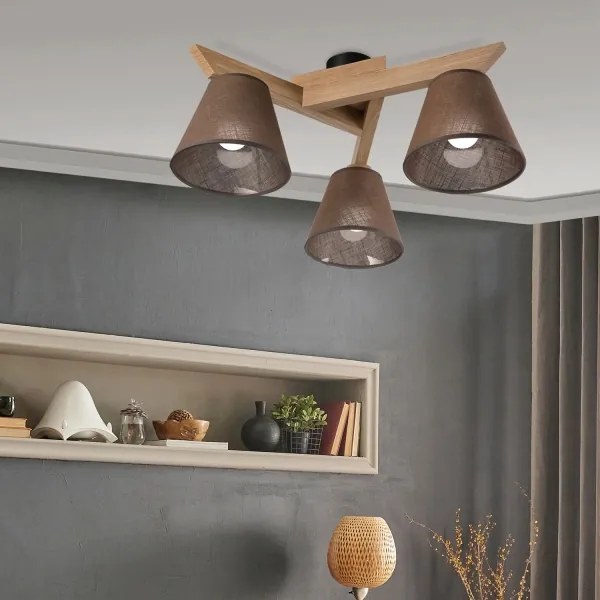 Brilagi - LED Prisadený luster ANTHONY 3xE14/40W/230V dub/hnedá