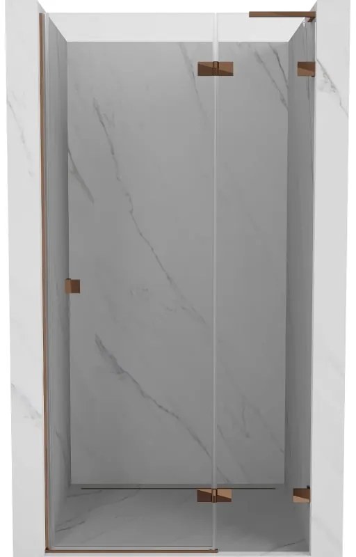 Mexen Lunar L, výklopné pravé sprchové dvere 110 cm, 8mm číre sklo, ružové zlato profil, 834L-110-000-60-00-P