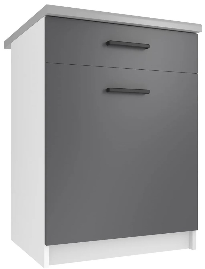 Kuchynská skrinka Belini spodná so zásuvkami 60 cm šedý mat s pracovnou doskou  TOR SDSZ1-60/0/WT/SR/0/B1