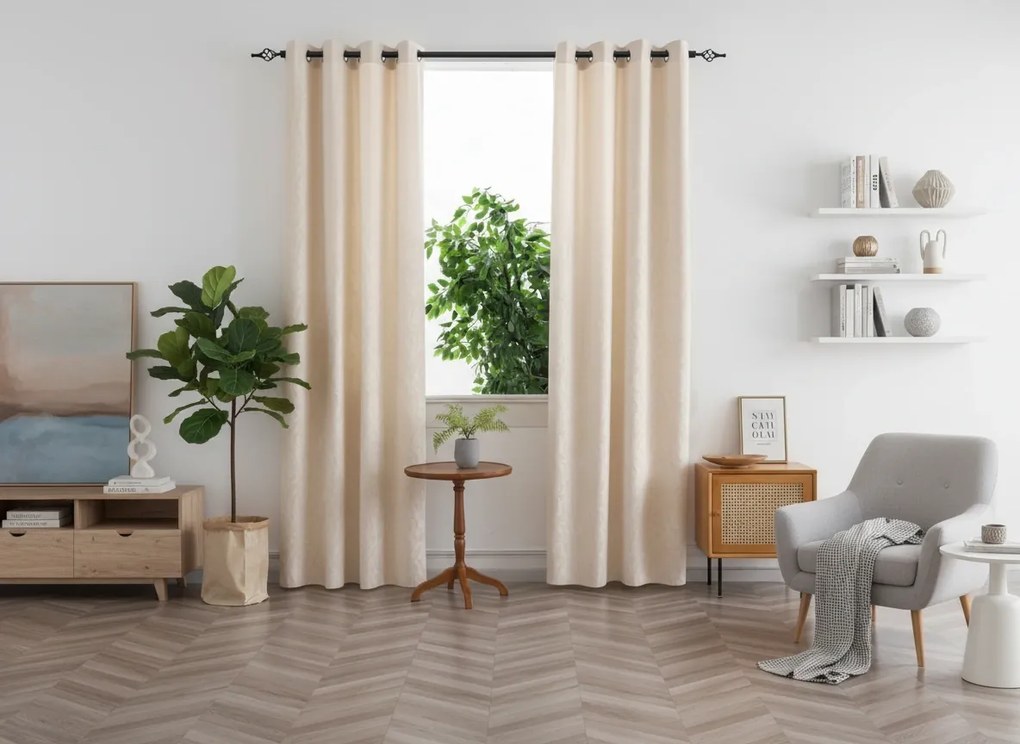 Zatemňovaci záves DUNES VELVET 140x250 cm, krémový Zavesenie: Kovové krúžky
