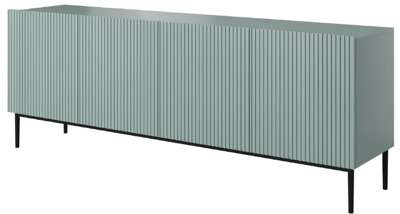 Komoda Nicole 200 cm - šalviová / čierne nožičky
