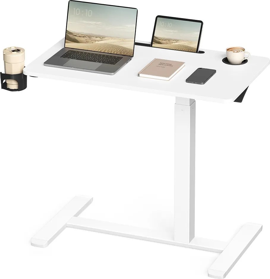 Výškovo nastaviteľný odkladací stolík Vasagle Elev 80 cm biely