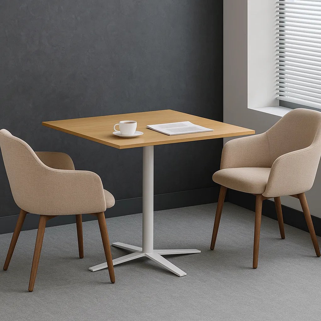 Konferenčný stolík AURA, 60x60 cm, biela podnož, buk