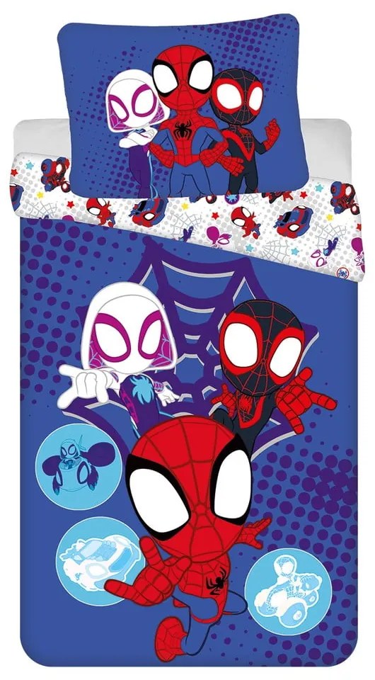 Modrá bavlnená detská obliečka na jednolôžko 140x200 cm Spidey – Jerry Fabrics