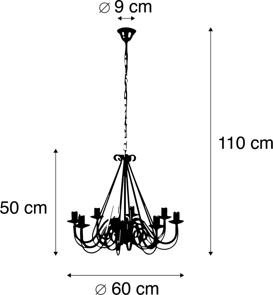 Inteligentný luster hrdzavohnedý 8-svetlo vrátane Wifi B35 - Giuseppe