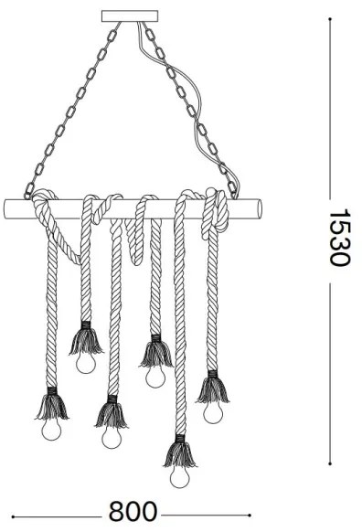 Ideal Lux - Luster na lanku CANAPA 6xE27/15W/230V hnedá