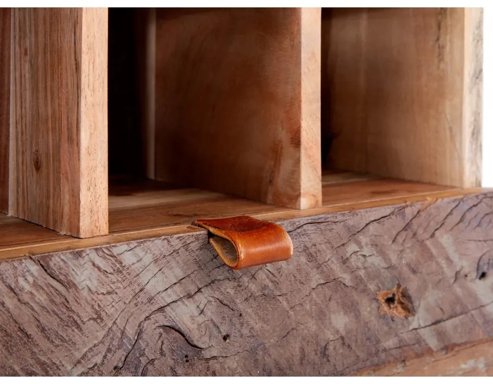 furniture-nabytek.cz - Masívna komoda Oldwood z recyklovaného tvrdého dreva, lakovaná, prírodná farba – 80×40×145 cm