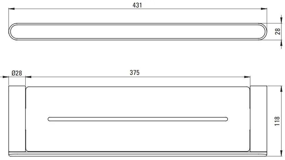 Deante Round, nástenná polička 431 mm, zlatá matná, DEA-ADR_R511