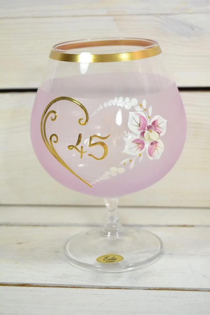 Výročný pohár na 45. narodeniny - BRANDY - ružový