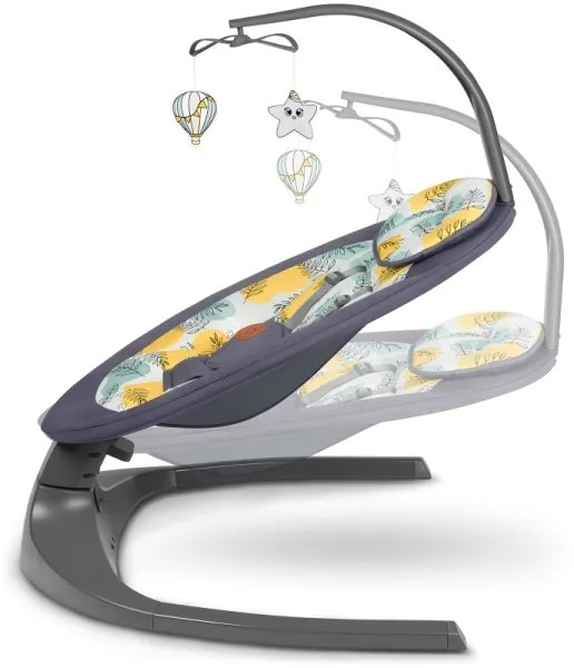 Lionelo - Detské hojdacie lehátko s melódiou RALF 4xAA betónovo sivé + diaľkové ovládanie