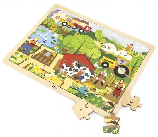 Puzzle na podstavci Viga 44588 48 dielikov - spoznávanie farmy