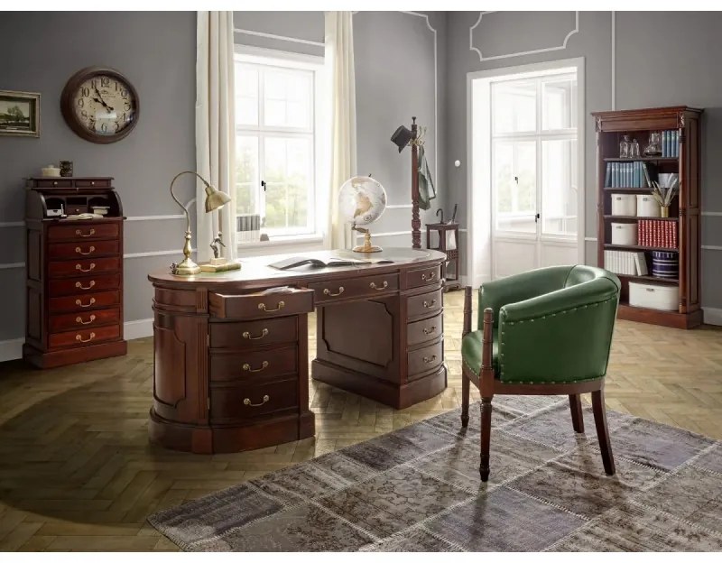 furniture-nabytek.cz - Masívna knižnica Cambridge I z mahagónu, lakovaná, hnedá – 168×34×210 cm