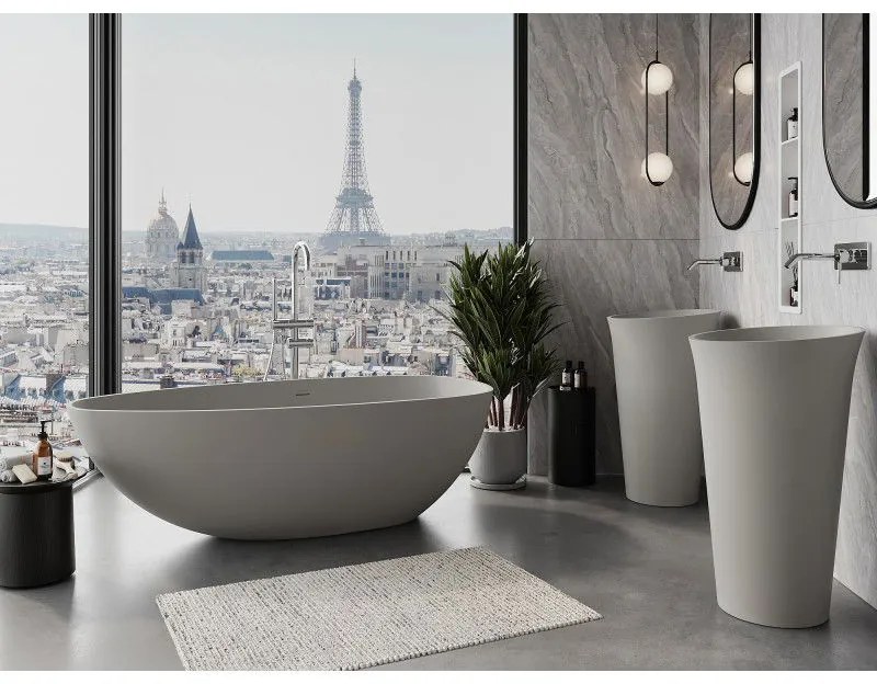 Mexen Imola, voľne stojaca vaňa z konglomerátu 160 x 81 cm, betónová matná, 57281608061