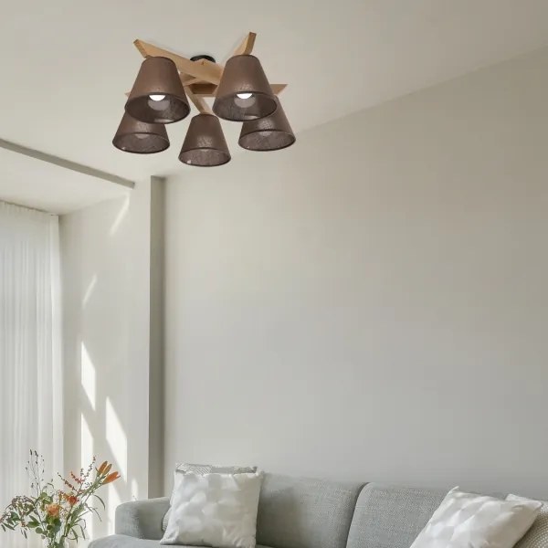 Brilagi - LED  Prisadený luster ANTHONY 5xE14/40W/230V dub/hnedá