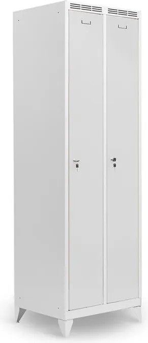 Kovová šatníková skriňa Trestles SS2M 1800x600x500 mm, 2 oddiely, svetlosivé dvere Podnož: nožičky, Zámok: cylindrický