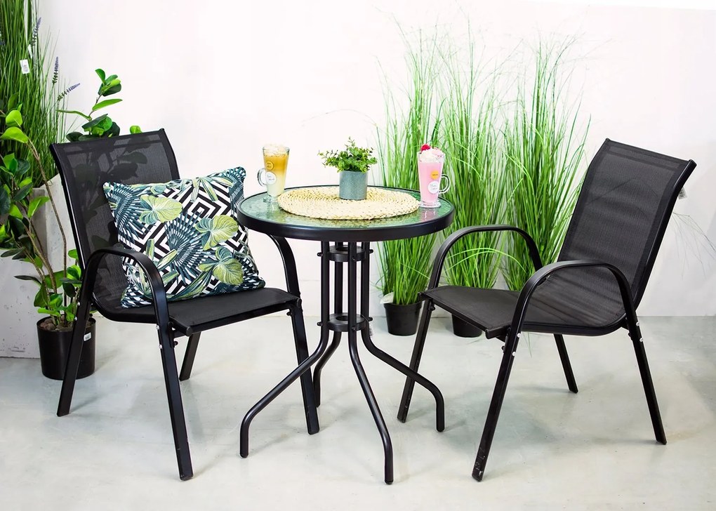 JU Sada 2 skladacích stoličiek FIESTA + stolík s priemerom 60 cm