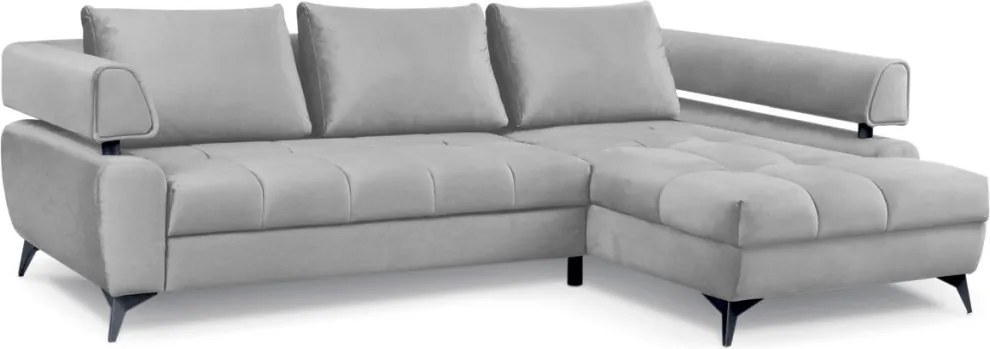 Rohová sedacia súprava Paris, svetlo šedá látka, pravý roh