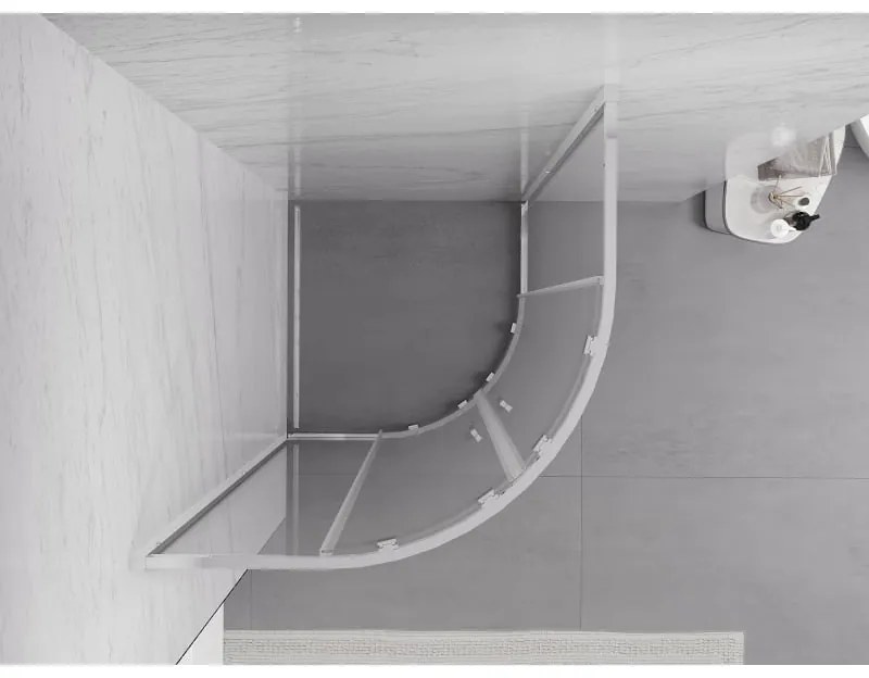 Mexen Exo, asymetrický sprchový kút s posuvnými dverami 80 x 80 cm, 6mm číre sklo, chrómový profil, 8132-080-080-01-00