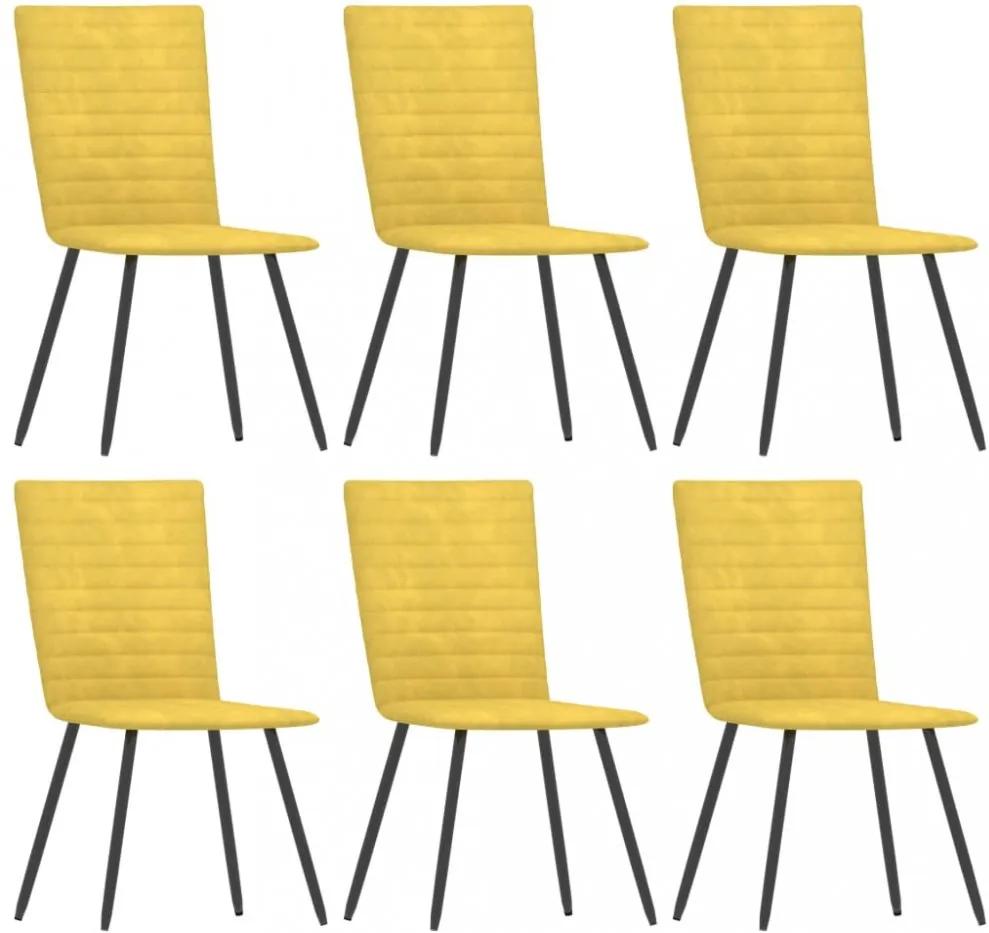 Jedálenská stolička 6 ks zamat / kov Dekorhome Žltá