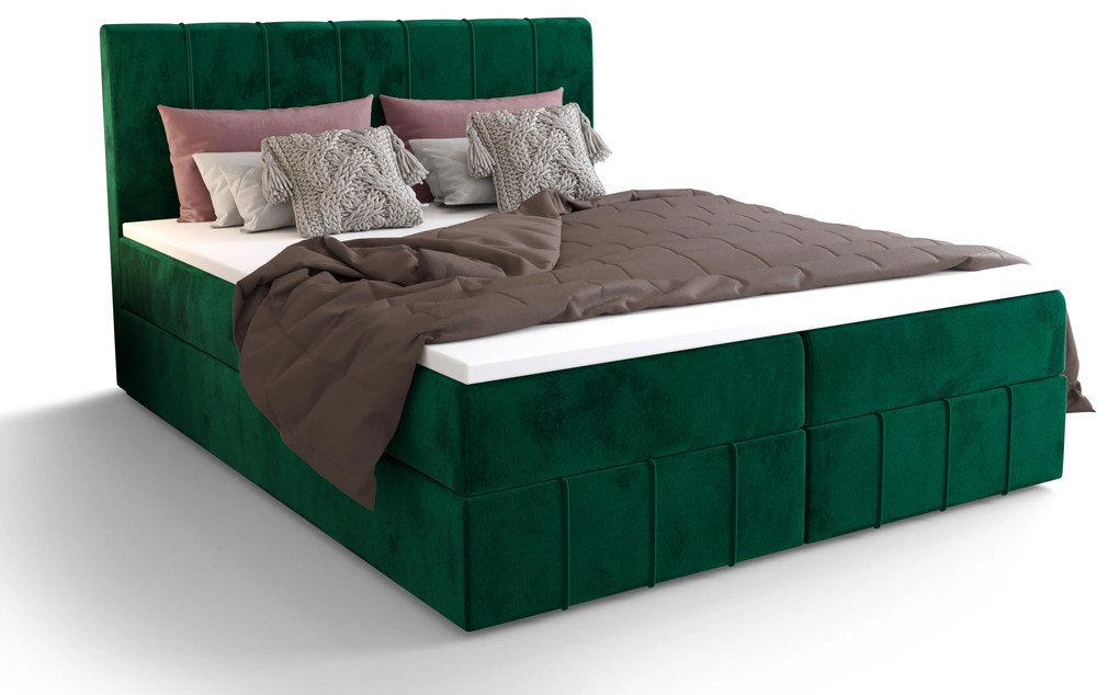 Manželská posteľ Boxspring 140 cm Barack Comfort (olivová) (s matracom a úložným priestorom). Vlastná spoľahlivá doprava až k Vám domov. 1055785