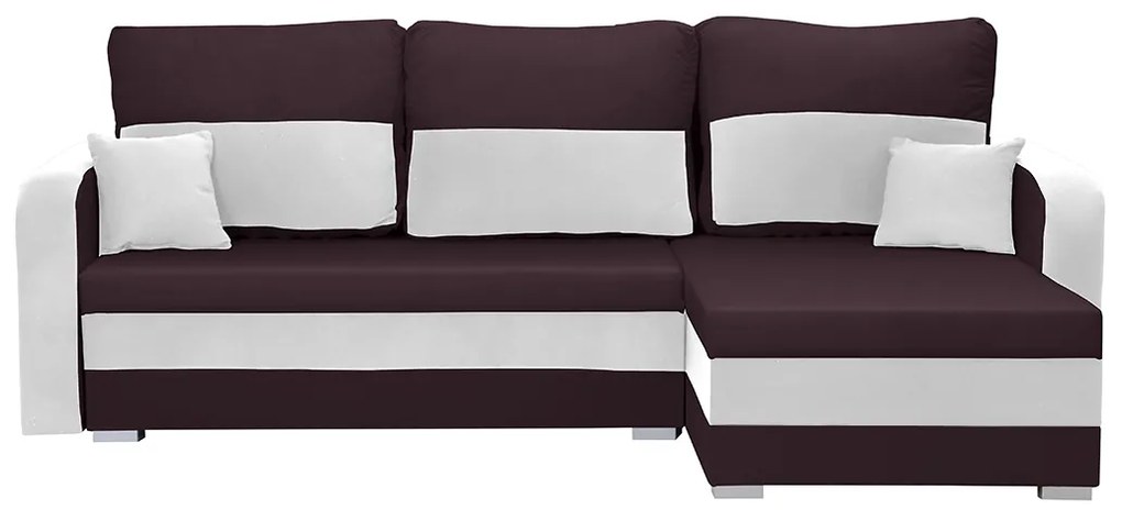 Rohová sedacia súprava s funkciou spania KOROS Burgundská červená/biela