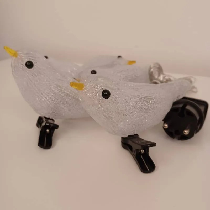 DECOLED LED světelní ptáčci, akryl, 5 ks, teple bílá