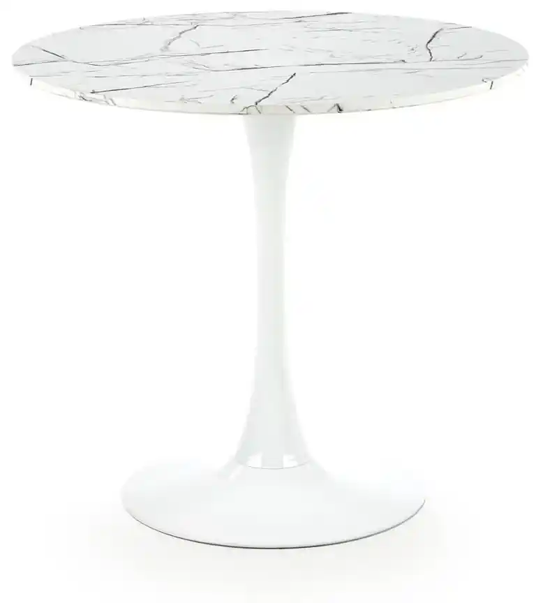 Okrúhly jedálenský stôl Denver - biely mramor / biela | BIANO