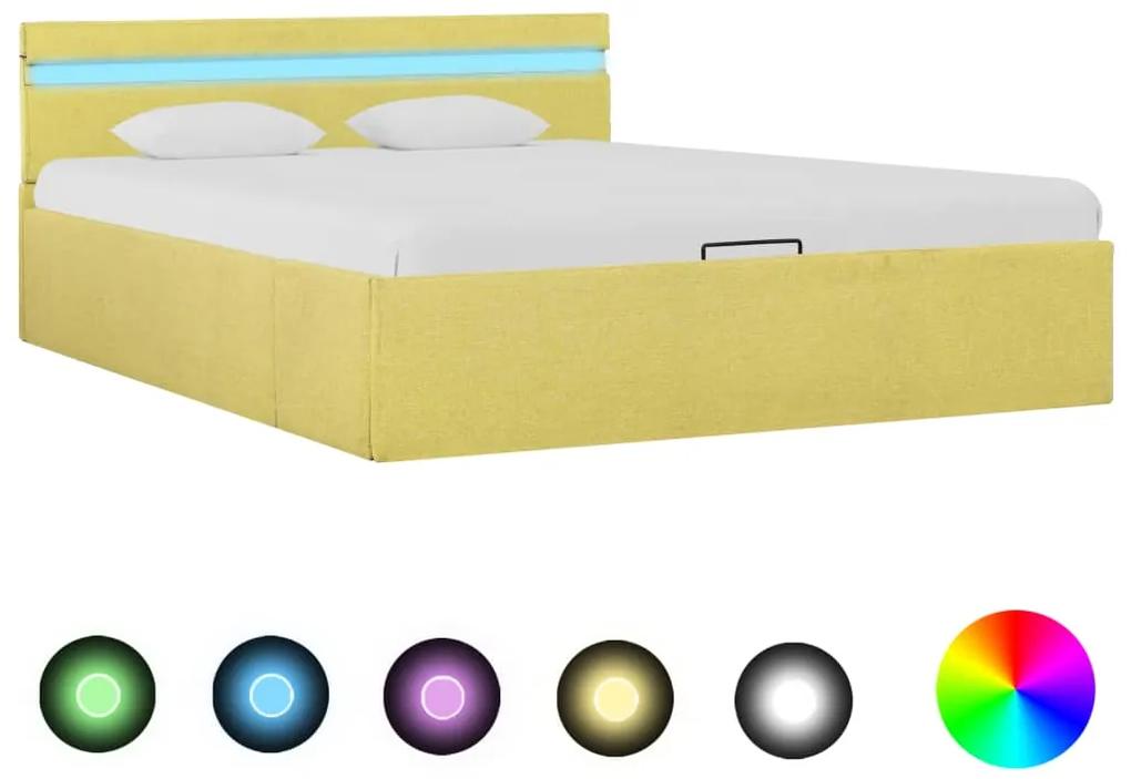 vidaXL Hydraulický posteľný rám+úložný priestor, LED, látka 120x200 cm