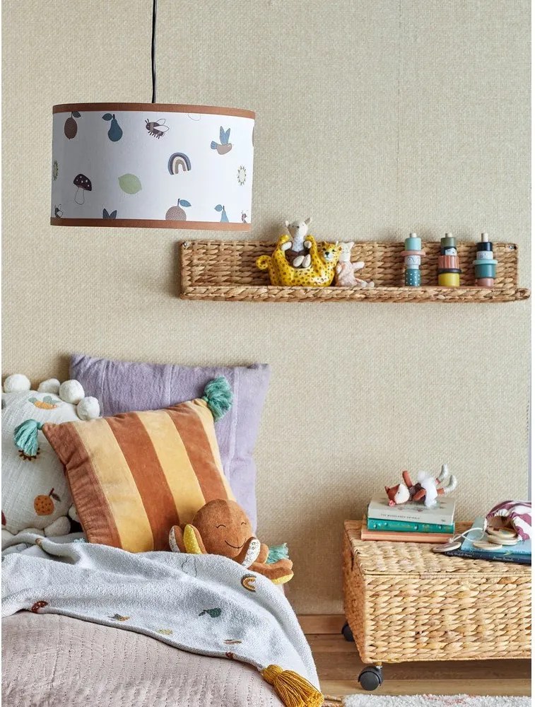 Biele/hnedé detské tienidlo s textilným tienidlom ø 34 cm Agnes – Bloomingville Mini